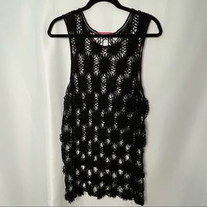 SOMYA Black Tank Knit Bathingsuit Coverup Dress One Size